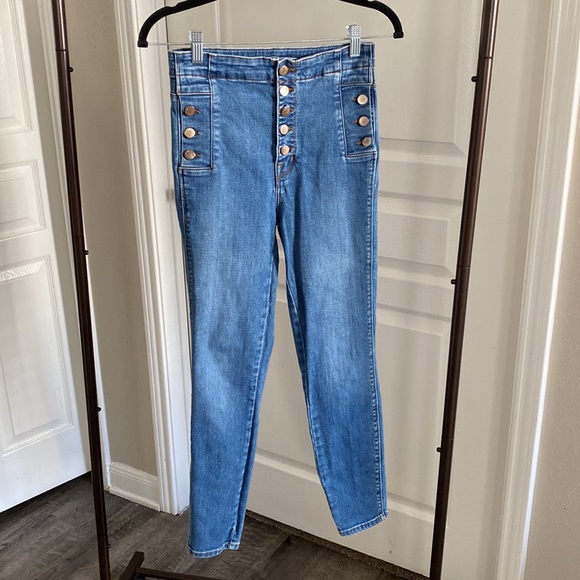 J Brand Natasha Sky High Rise Cropped Button Through Skinny Jeans Lovesick 26 - Picture 4 of 11